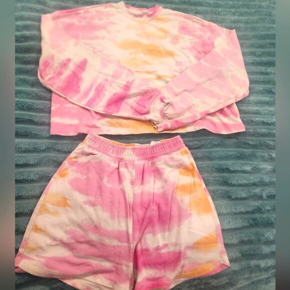 Pink and Orange Tie-Dye Kids Sweatshirt Set - Picture 1 of 3